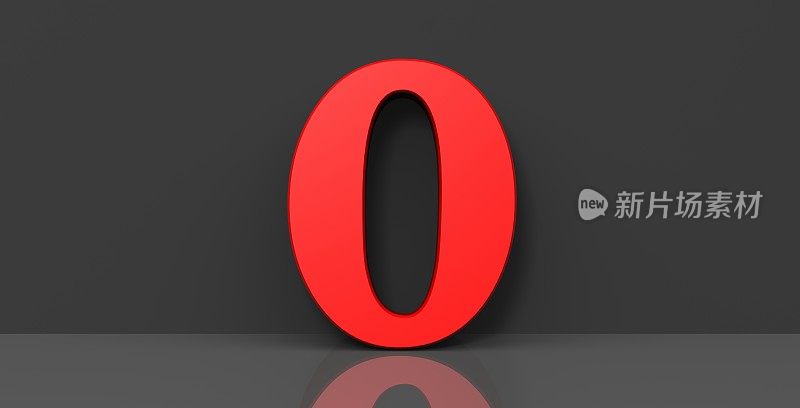 0 0数字红色符号O字母类型大写字母3d渲染插图图形隔离在黑色背景上，高分辨率用于打印和商业演示